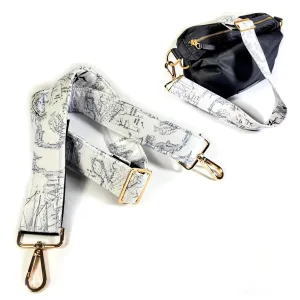 Cross Body Nautical Guitar Style Bag Strap -White Boat Guitar Style Bag Strap - Custom Hardware Color- Adjustable -Double Padded-Durable- (1.5" Width, Bronze)