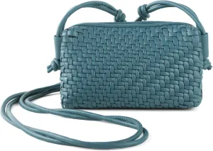 Crossbody Bag For Women Hand Woven Vegan Leather Zip Small Crossbody Bags Shoulder Bag Sling Cross Body Phone Purse