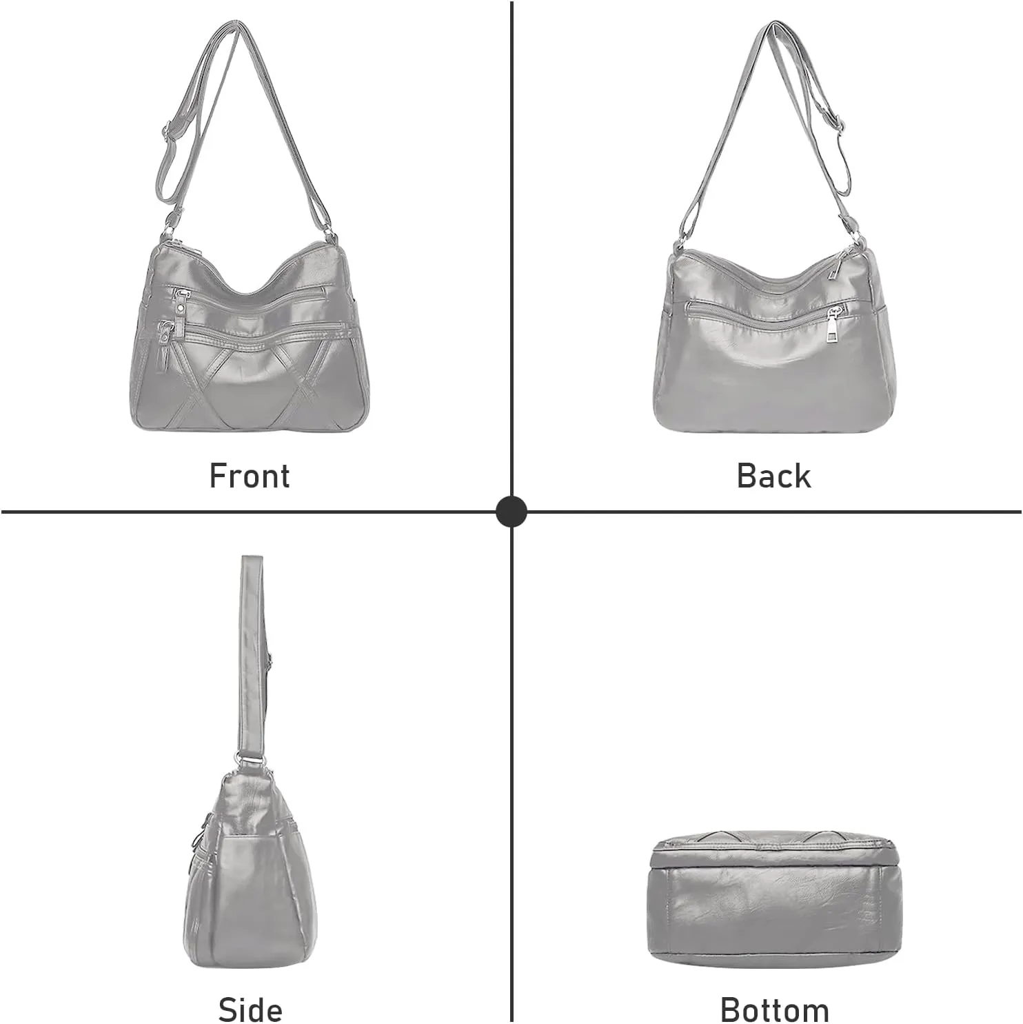 Crossbody Bag for Women Lightweight Shoulder Bags Ladies Soft PU Leather Handbags Multi Pocket Messenger Bags