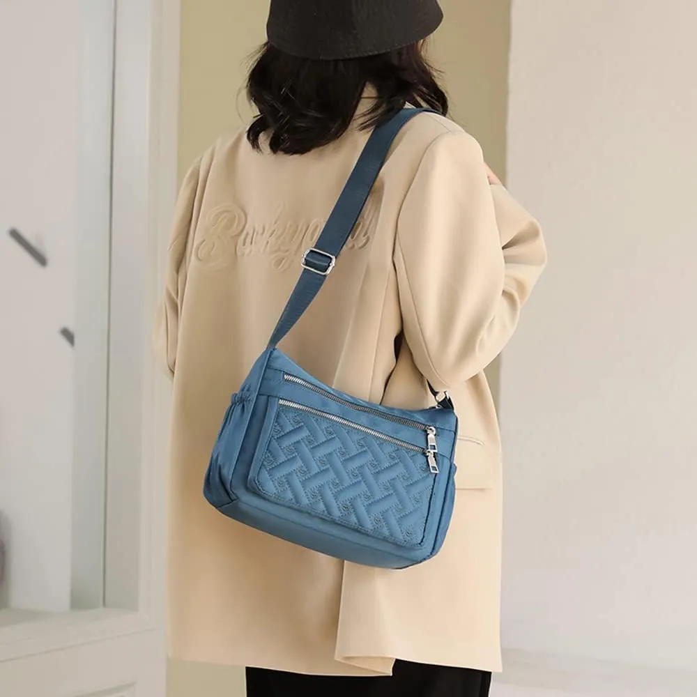 Crossbody Bag for Women Shoulder Handbag Nylon Multi-Pocket Bags Lightweight Work Travel Messenger Bag