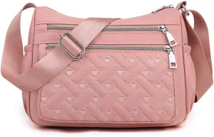 Crossbody Bag for Women Shoulder Handbag Nylon Multi-Pocket Bags Lightweight Work Travel Messenger Bag