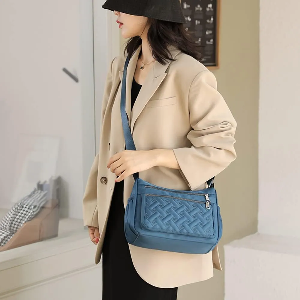 Crossbody Bag for Women Shoulder Handbag Nylon Multi-Pocket Bags Lightweight Work Travel Messenger Bag