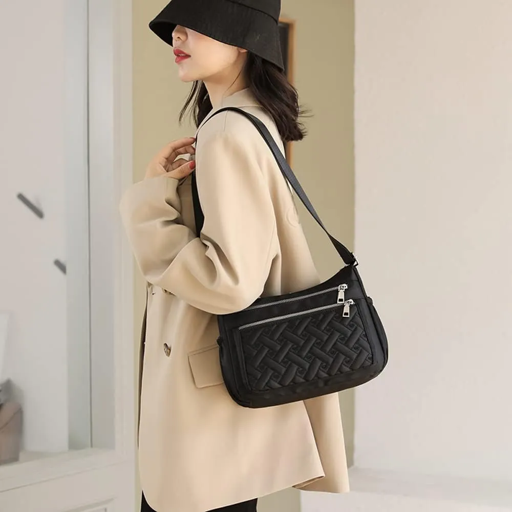 Crossbody Bag for Women Shoulder Handbag Nylon Multi-Pocket Bags Lightweight Work Travel Messenger Bag