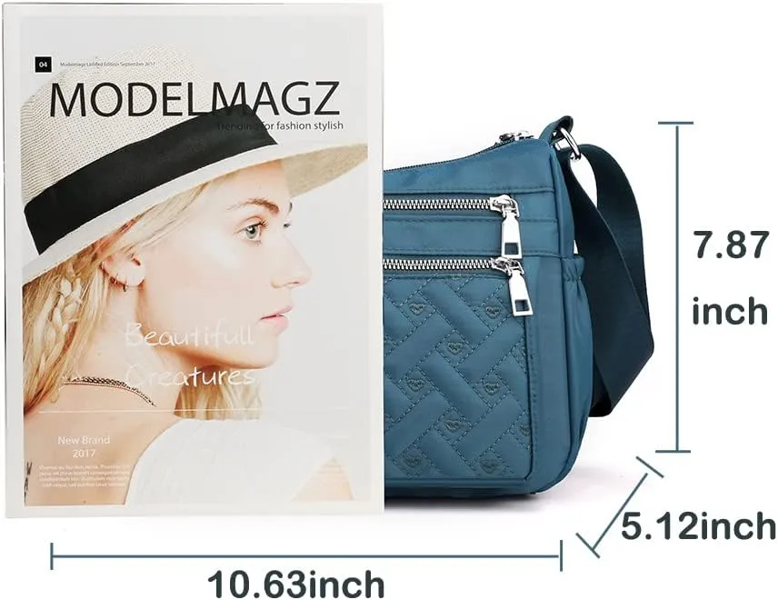 Crossbody Bag for Women Shoulder Handbag Nylon Multi-Pocket Bags Lightweight Work Travel Messenger Bag