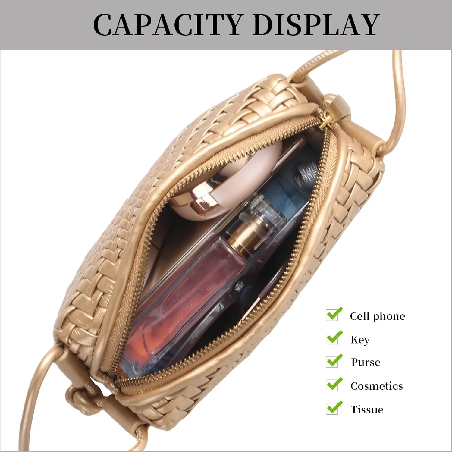 Crossbody Bag for Women Trendy Woven Purse Vegan Leather Small Shoulder Handbags with Strap
