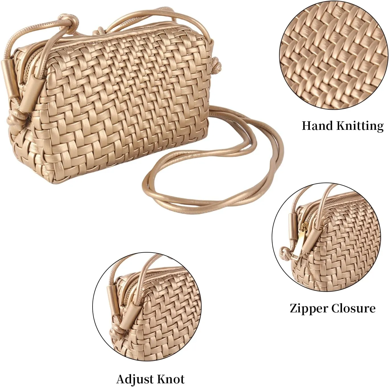 Crossbody Bag for Women Trendy Woven Purse Vegan Leather Small Shoulder Handbags with Strap
