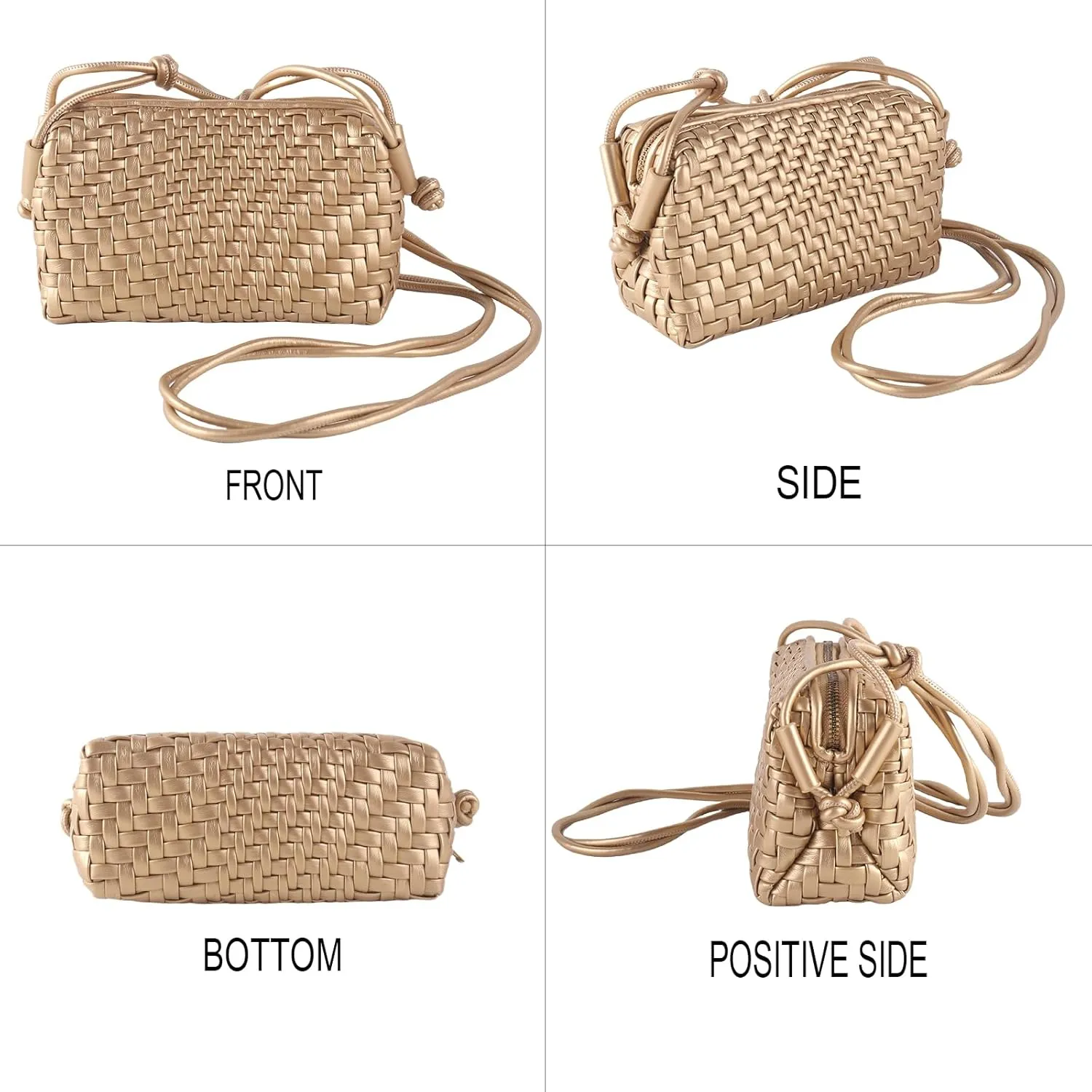 Crossbody Bag for Women Trendy Woven Purse Vegan Leather Small Shoulder Handbags with Strap