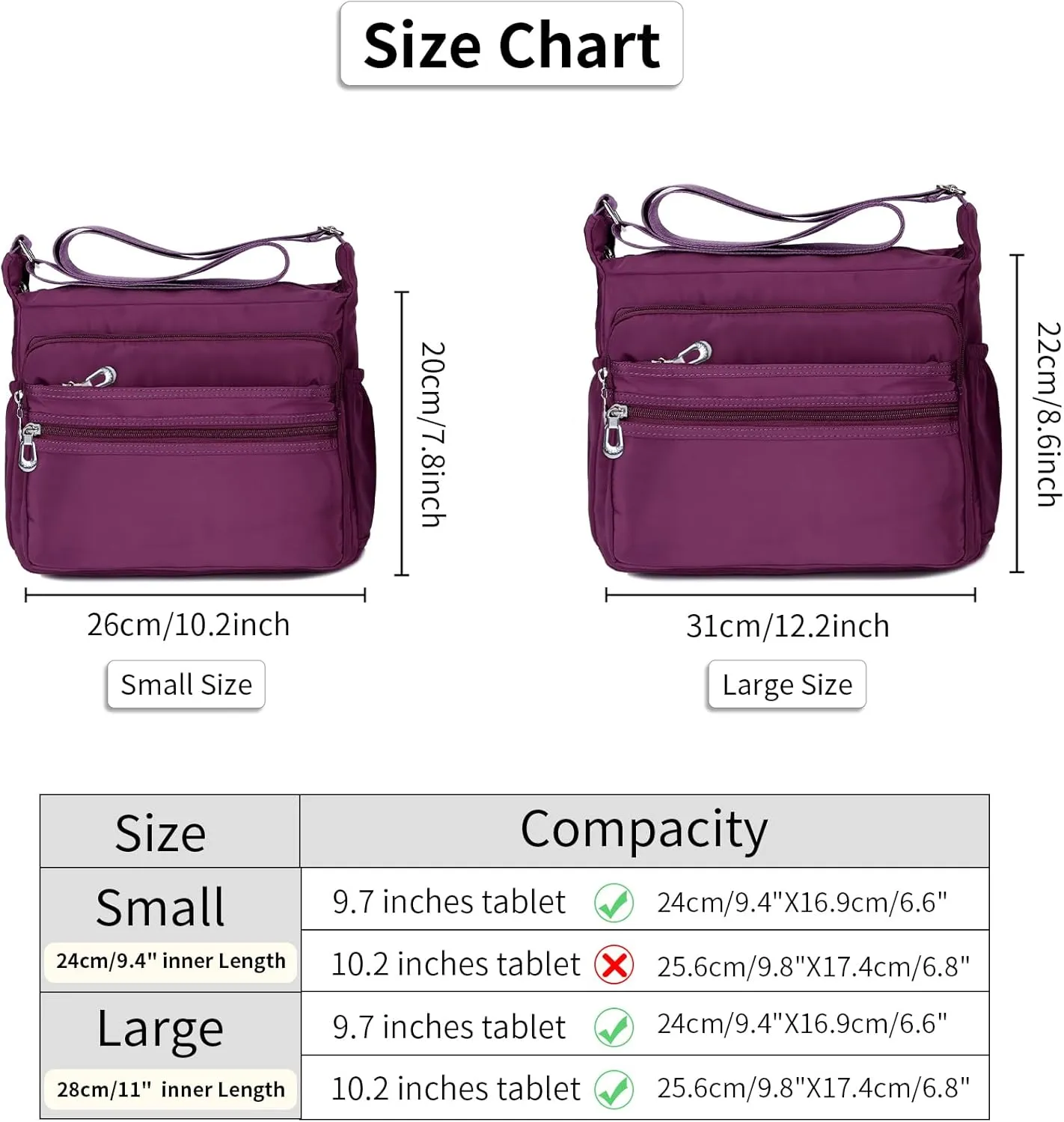 Crossbody Bag for Women Waterproof Shoulder Bag Messenger Bag Casual Nylon Purse Handbag