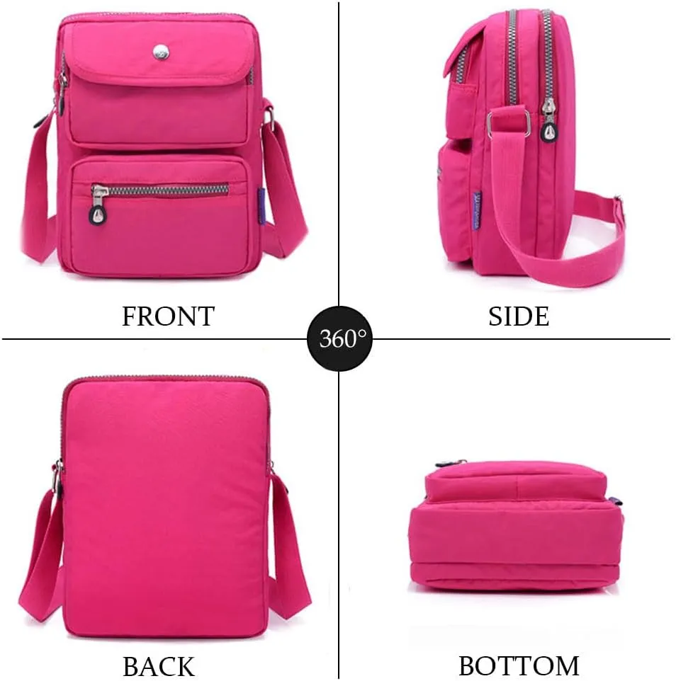 Crossbody Bag for Women Waterproof Shoulder Bag Multi-Pocket Messenger Bag Casual Nylon Purse Handbag