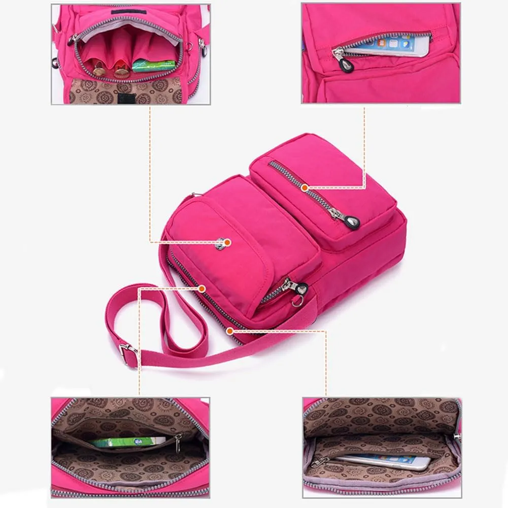 Crossbody Bag for Women Waterproof Shoulder Bag Multi-Pocket Messenger Bag Casual Nylon Purse Handbag