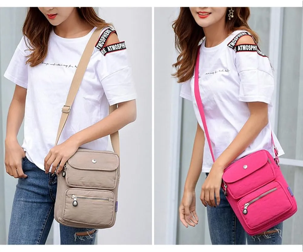 Crossbody Bag for Women Waterproof Shoulder Bag Multi-Pocket Messenger Bag Casual Nylon Purse Handbag