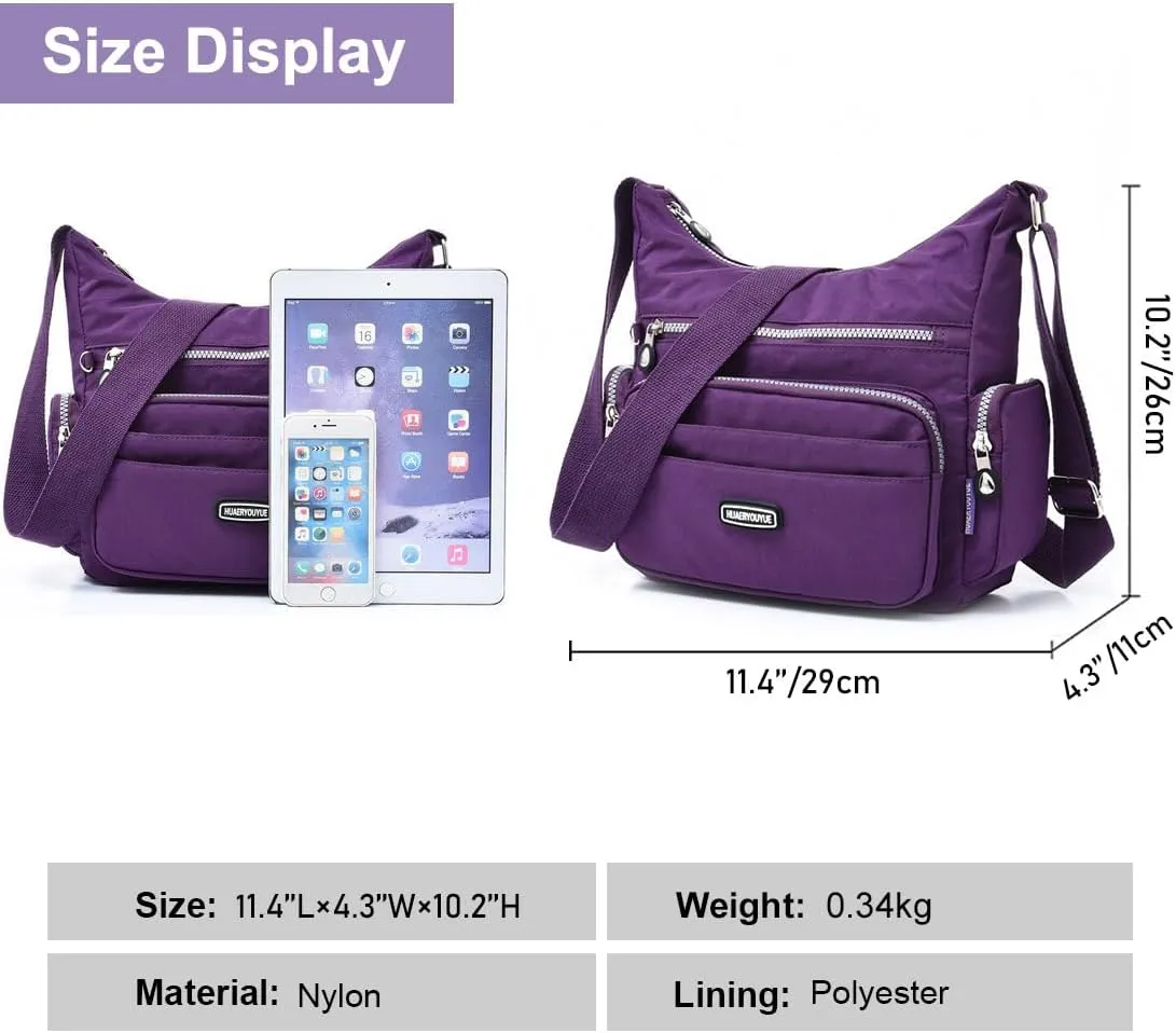 Crossbody Bag for Women with RFID Purses Multi Pocket Shoulder Bag Waterproof Purses and Handbags Pocketbooks
