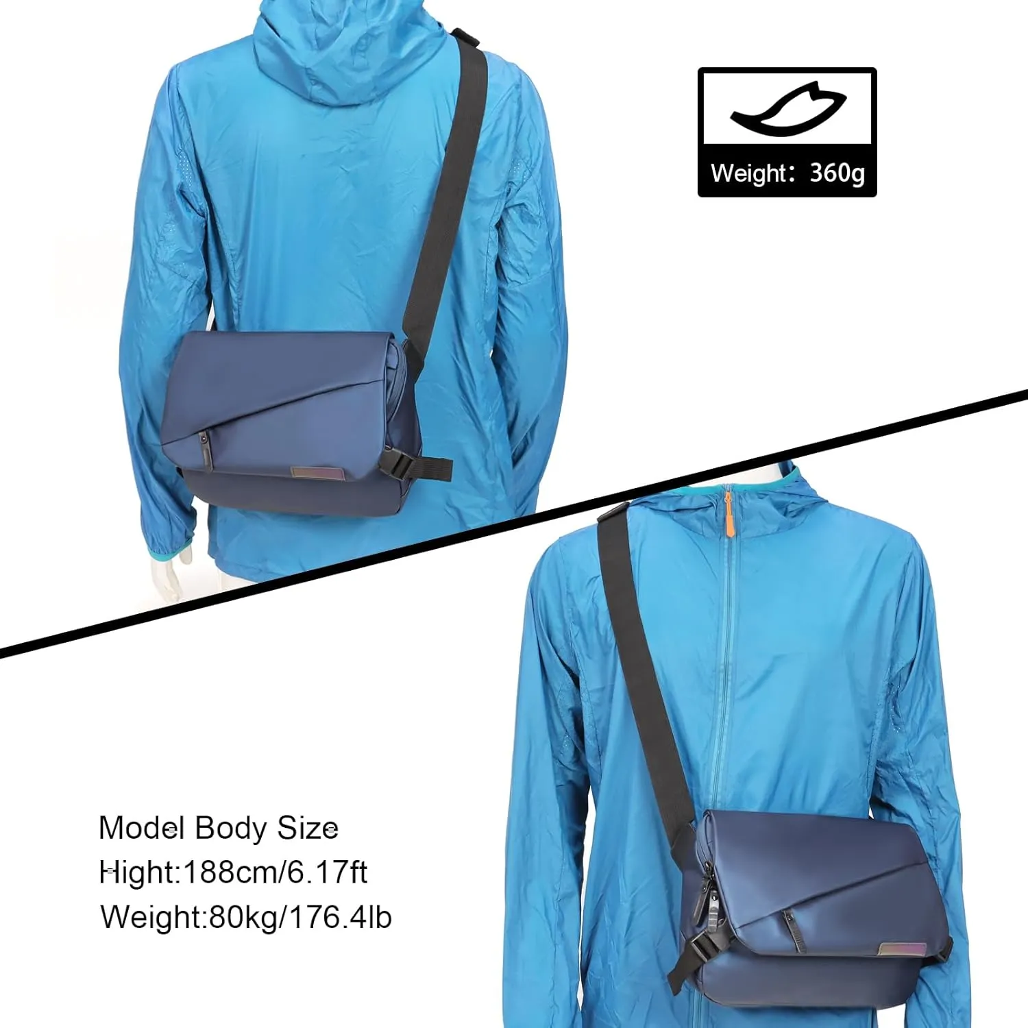 Crossbody bag Messenger Bag for Commuting, Water-Resistant, 12 x 8 x 3 in