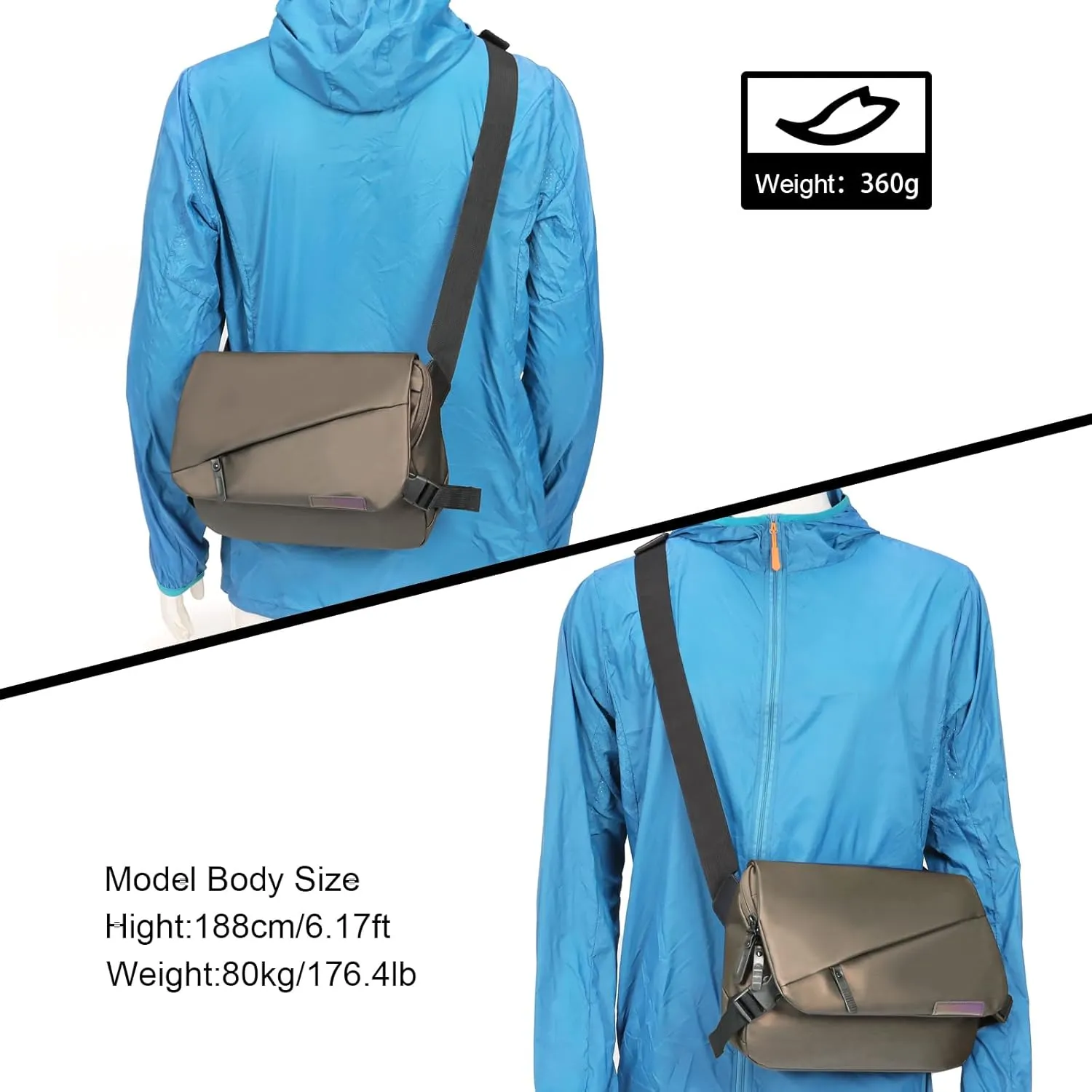 Crossbody bag Messenger Bag for Commuting, Water-Resistant, 12 x 8 x 3 in