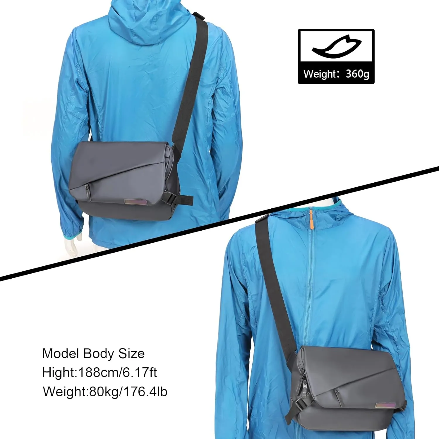 Crossbody bag Messenger Bag for Commuting, Water-Resistant, 12 x 8 x 3 in