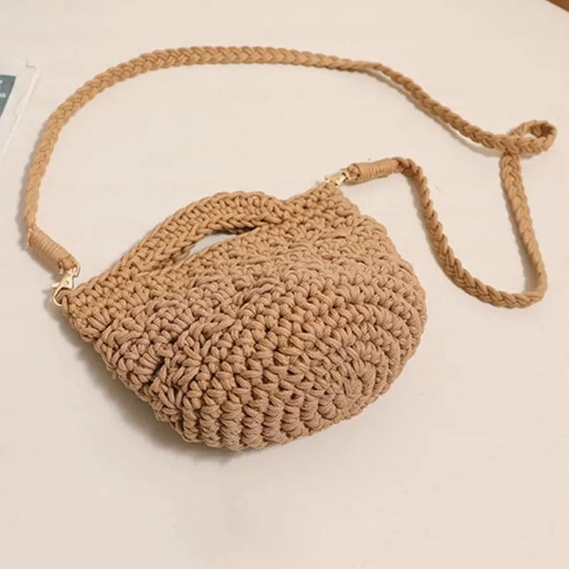 Crossbody Bags For Women Handmade Purse Shoulder Handbag Cotton Purses for Women Travel Bag with Lining Brown
