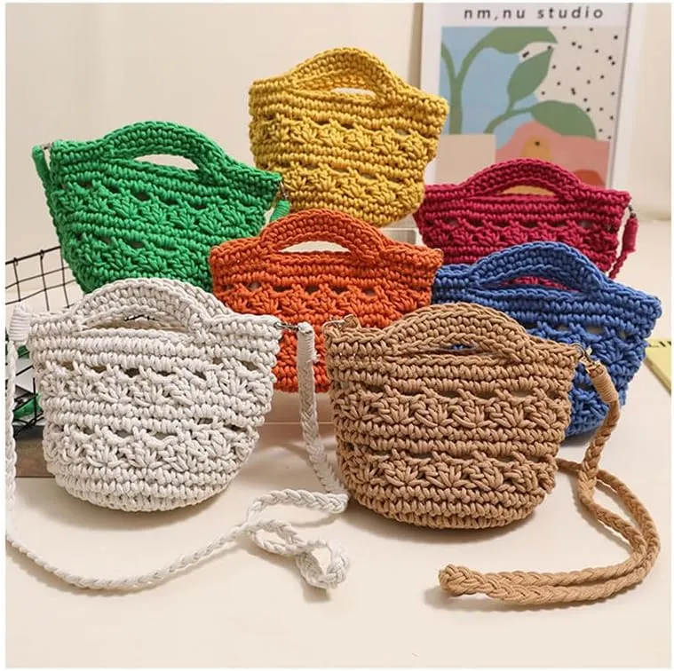 Crossbody Bags For Women Handmade Purse Shoulder Handbag Cotton Purses for Women Travel Bag with Lining Brown