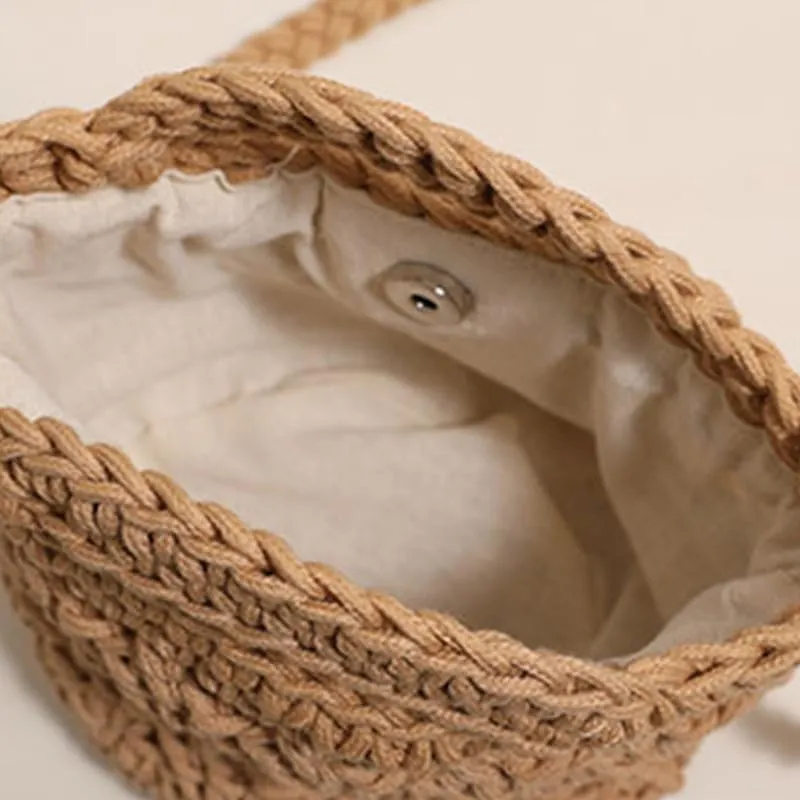 Crossbody Bags For Women Handmade Purse Shoulder Handbag Cotton Purses for Women Travel Bag with Lining Brown