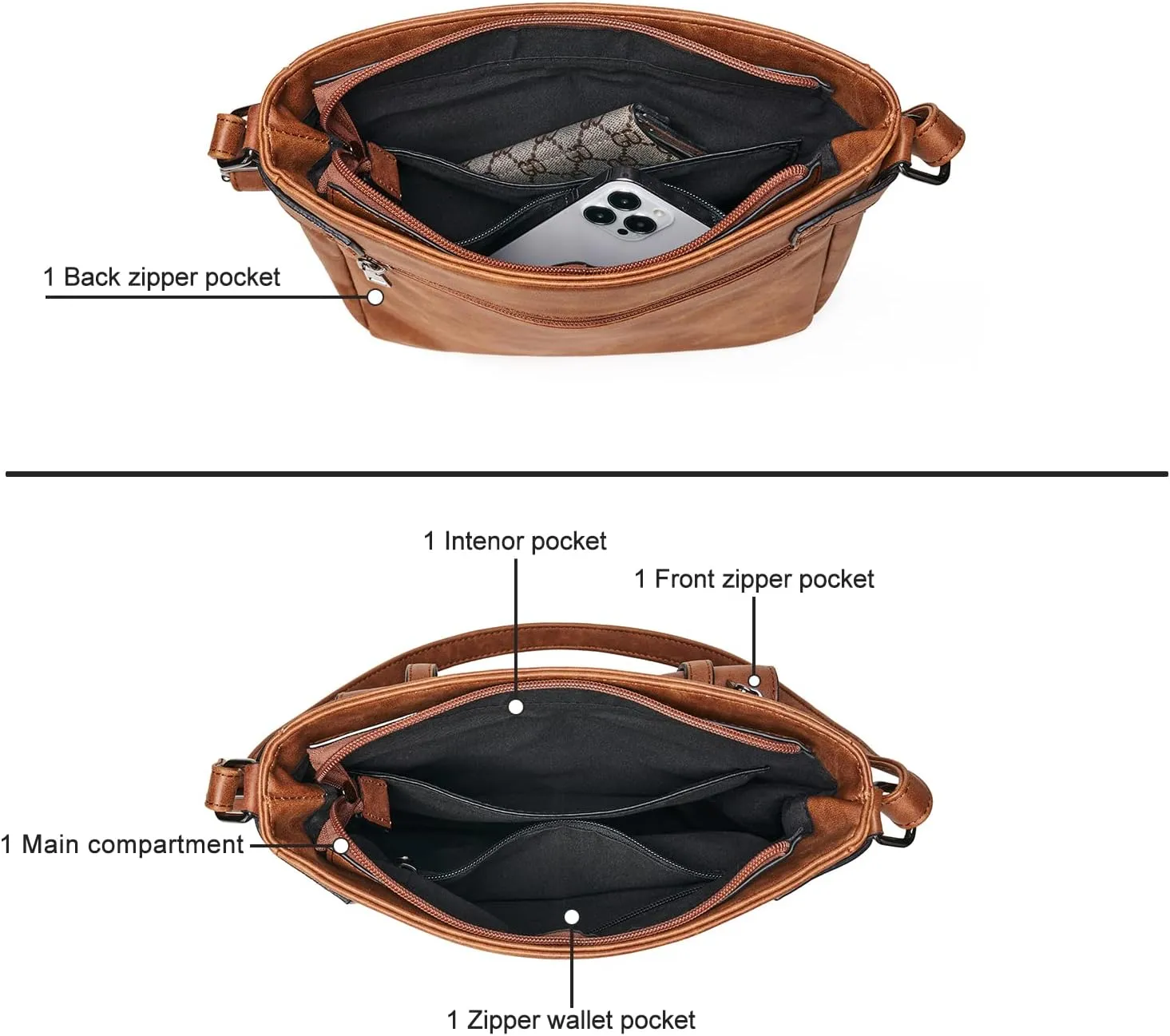 Crossbody Bags for Women Leather Purses: Fashion Women's Shoulder Handbags Medium Size Travel Ladies Cross Body Bag