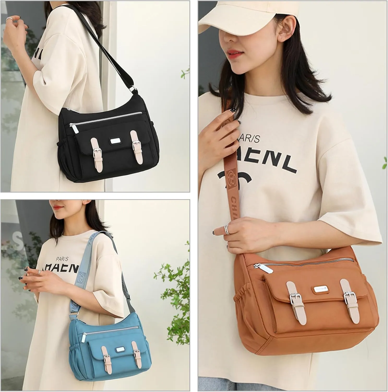 Crossbody Bags for Women Lightweight Shoulder Handbags Waterproof Nylon Purse with Pockets Messenger Bags (Purple)