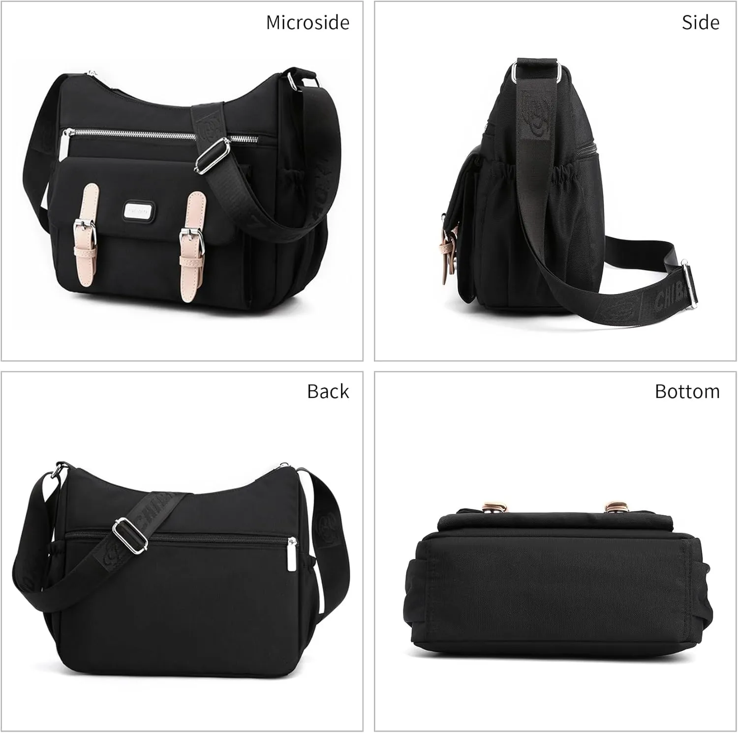 Crossbody Bags for Women Lightweight Shoulder Handbags Waterproof Nylon Purse with Pockets Messenger Bags (Purple)