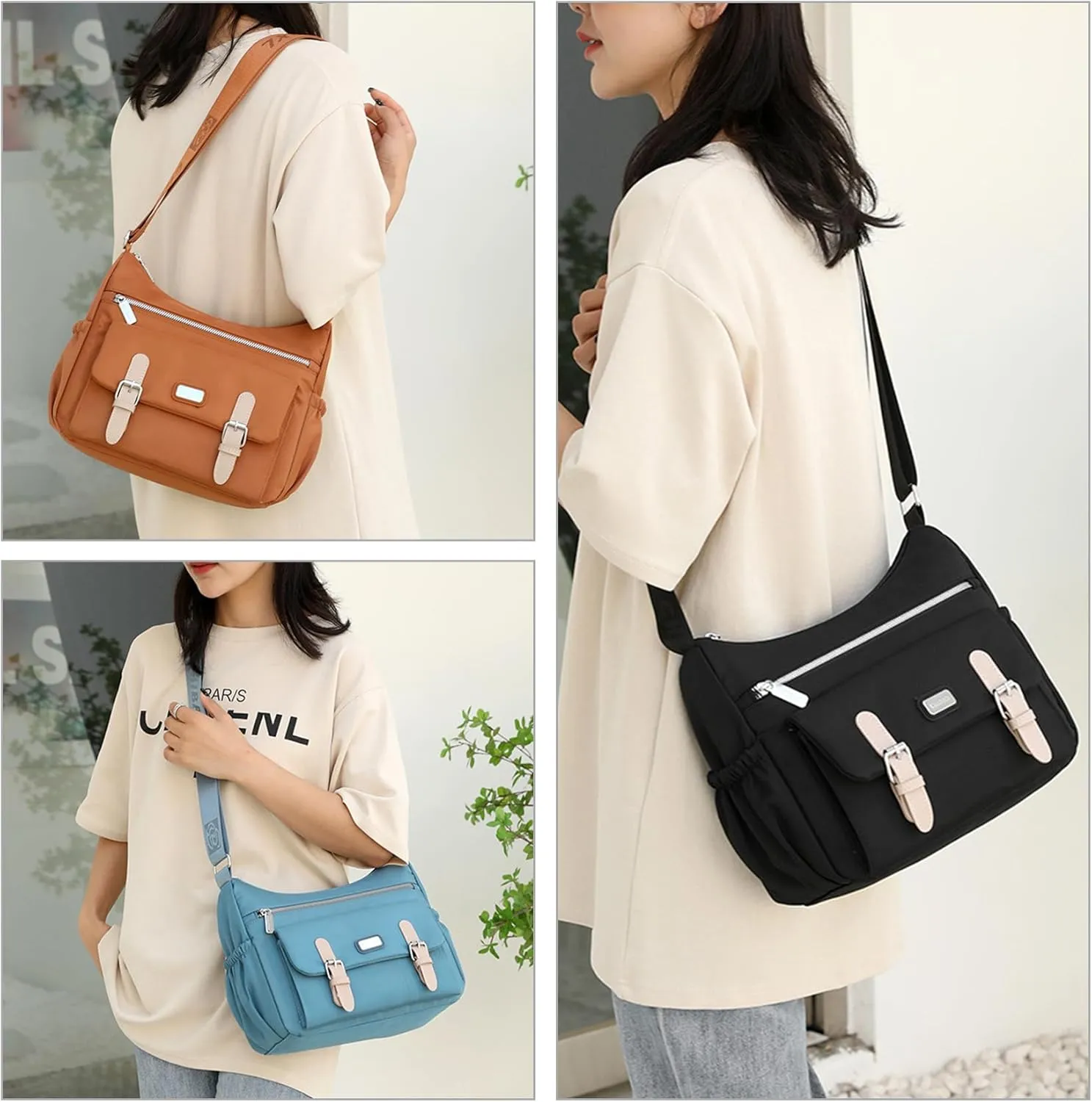 Crossbody Bags for Women Lightweight Shoulder Handbags Waterproof Nylon Purse with Pockets Messenger Bags (Purple)