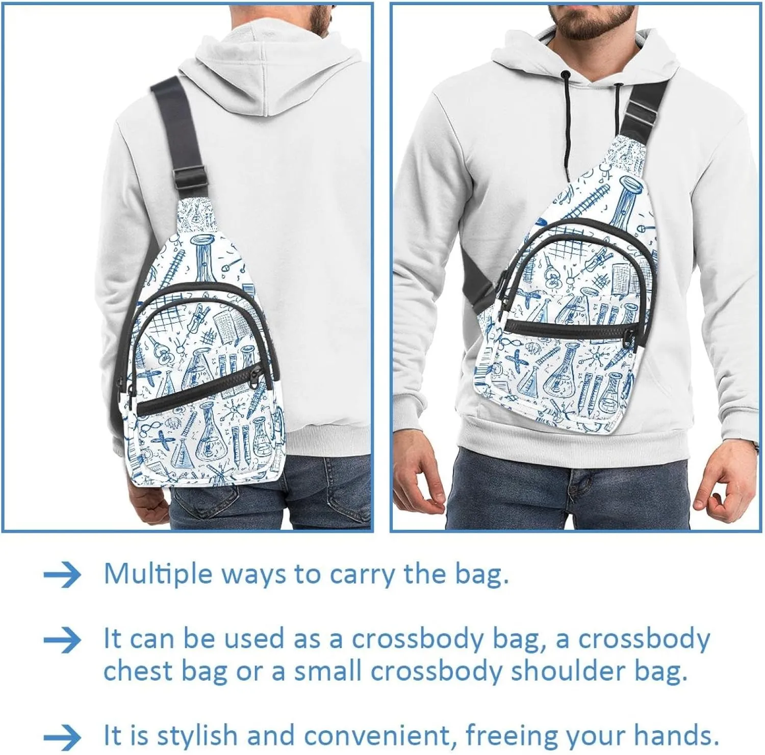 Crossbody Bags for Women Men Chemistry symbols icon set (1) Sling Bag Bakpack Casual Chest Bag with Convertible Shoulder Strap
