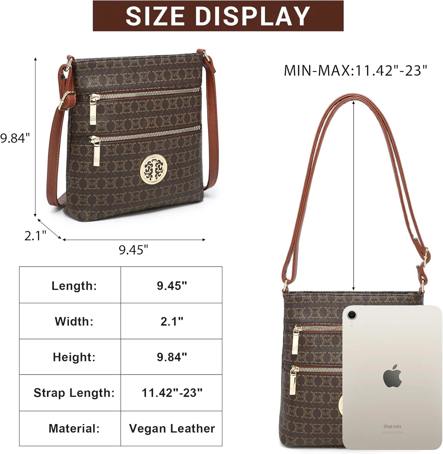 Crossbody Bags for Women Multi Pocket Crossbody Purses Trendy Vegan Leather Shoulder Handbags with Adjustable Strap