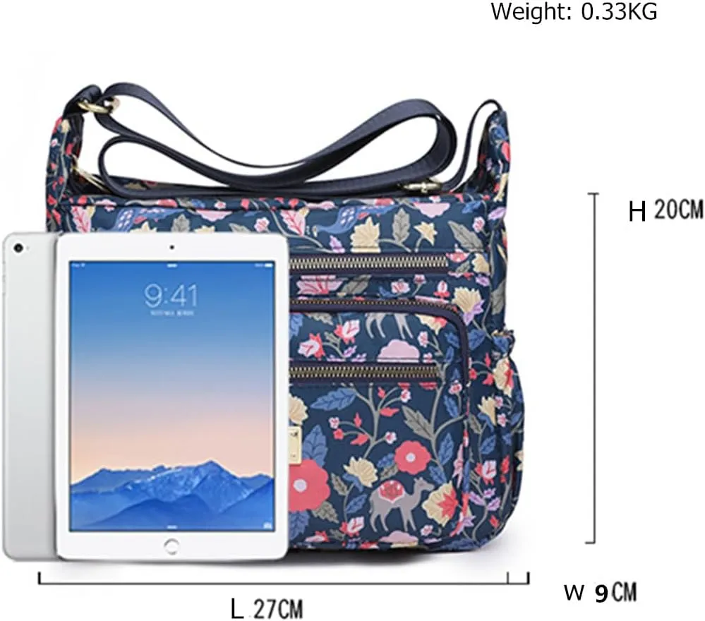 Crossbody Bags for Women Multi Pocket Shoulder Bag Waterproof Nylon Messenger Purses and Handbags