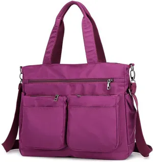 Crossbody Bags for Women, Nylon Purse with Multi Pockets Large Shoulder Bags Handbags for Travel & Work & Daily Use - Purple