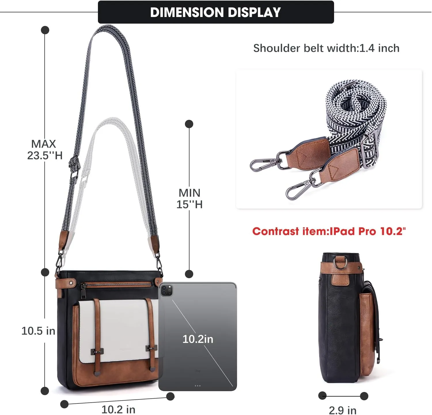 Crossbody Bags for Women,Multi Pocket Crossbody Purses Vegan Leather Shoulder Handbags Travel Purse Adjustable Strap