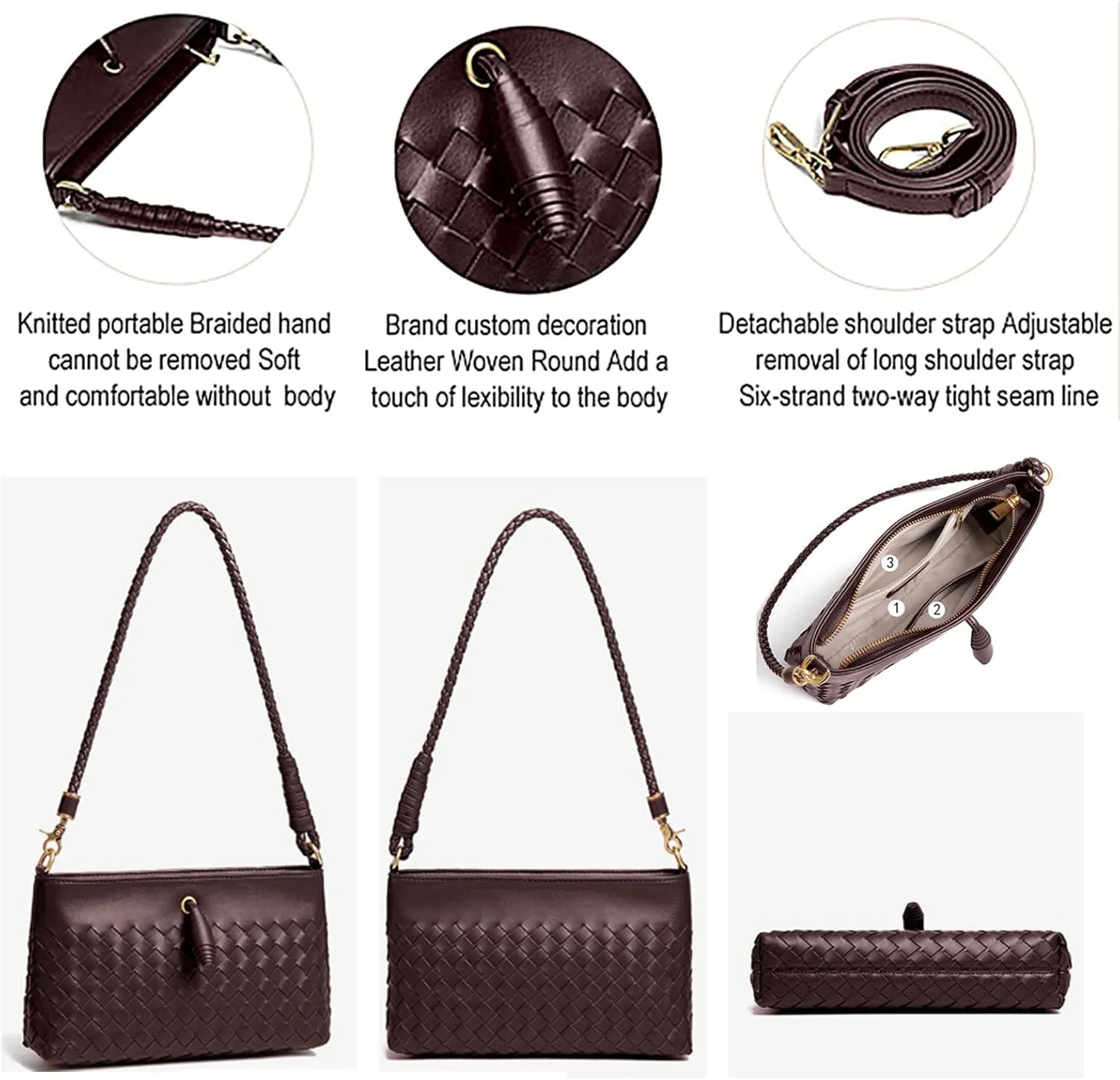 Crossbody Handbags for Women Shoulder Bags Hand Bag Women's Vegan Leather Bag Tote Bags Sling Lightweight Woven Evening Bags