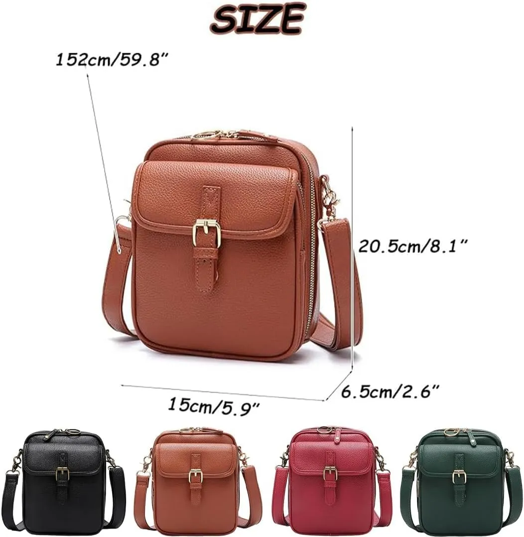 Crossbody Leather Bag, Versatile Women's Casual Bag, Retro Double-Layer Large Capacity Mini Crossbody Bags