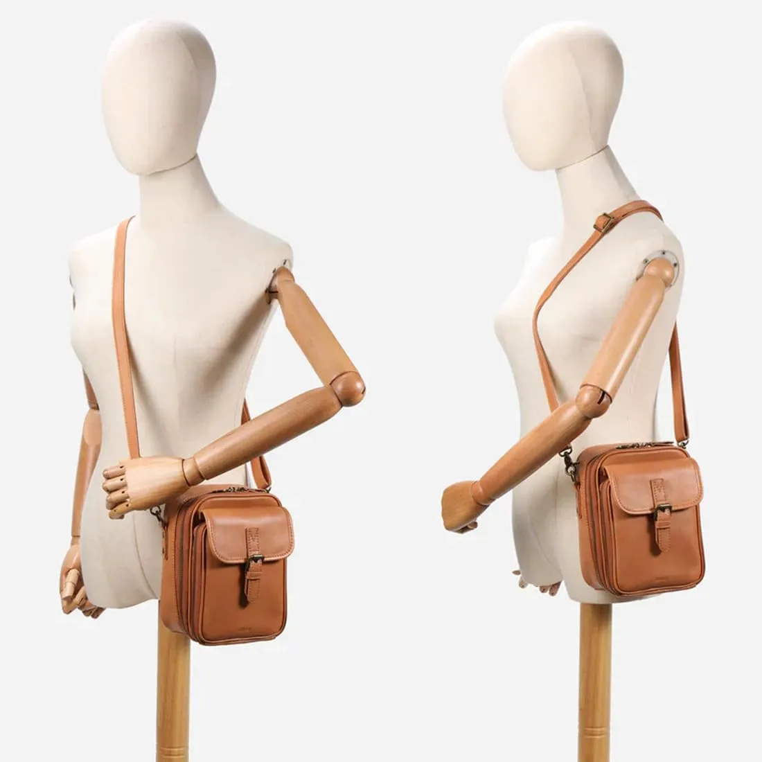 Crossbody Leather Bag, Versatile Women's Casual Bag, Retro Double-Layer Large Capacity Mini Crossbody Bags