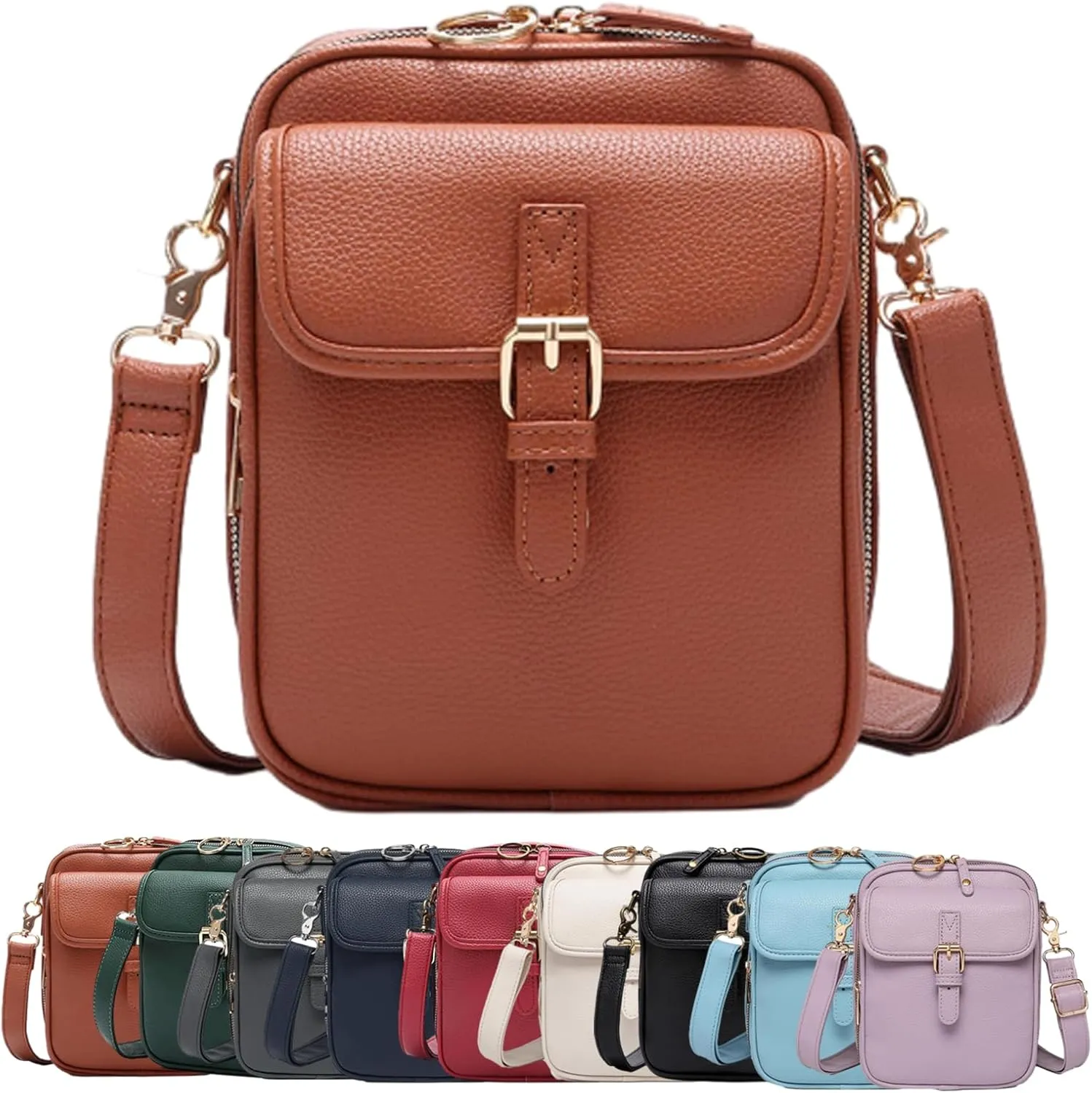 Crossbody Leather Bag, Versatile Women's Casual Bag, Retro Double-Layer Large Capacity Mini Crossbody Bags