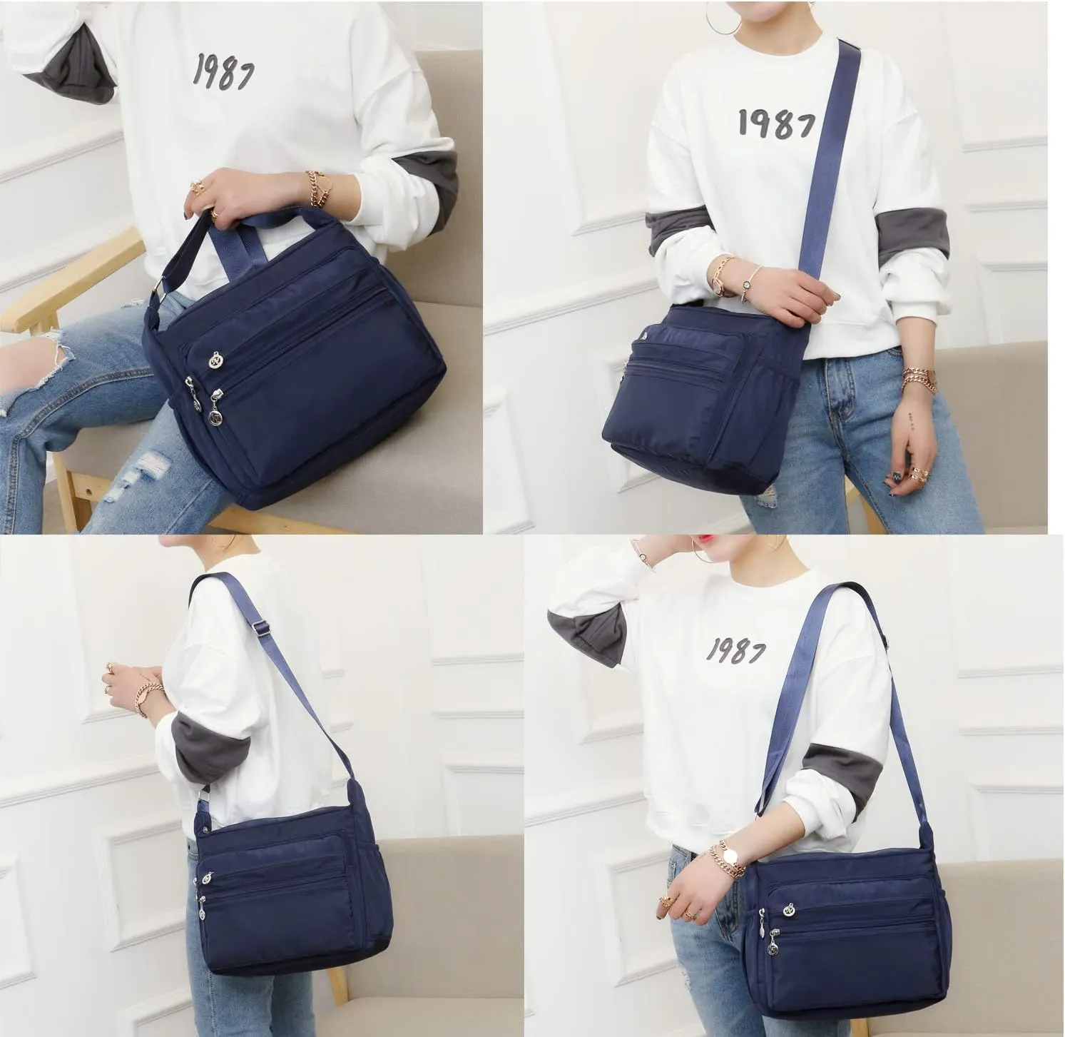 Crossbody Purses for women Multi-Pocket Nylon Shoulder Bags Lightweight Travel Purses Messenger Handbags