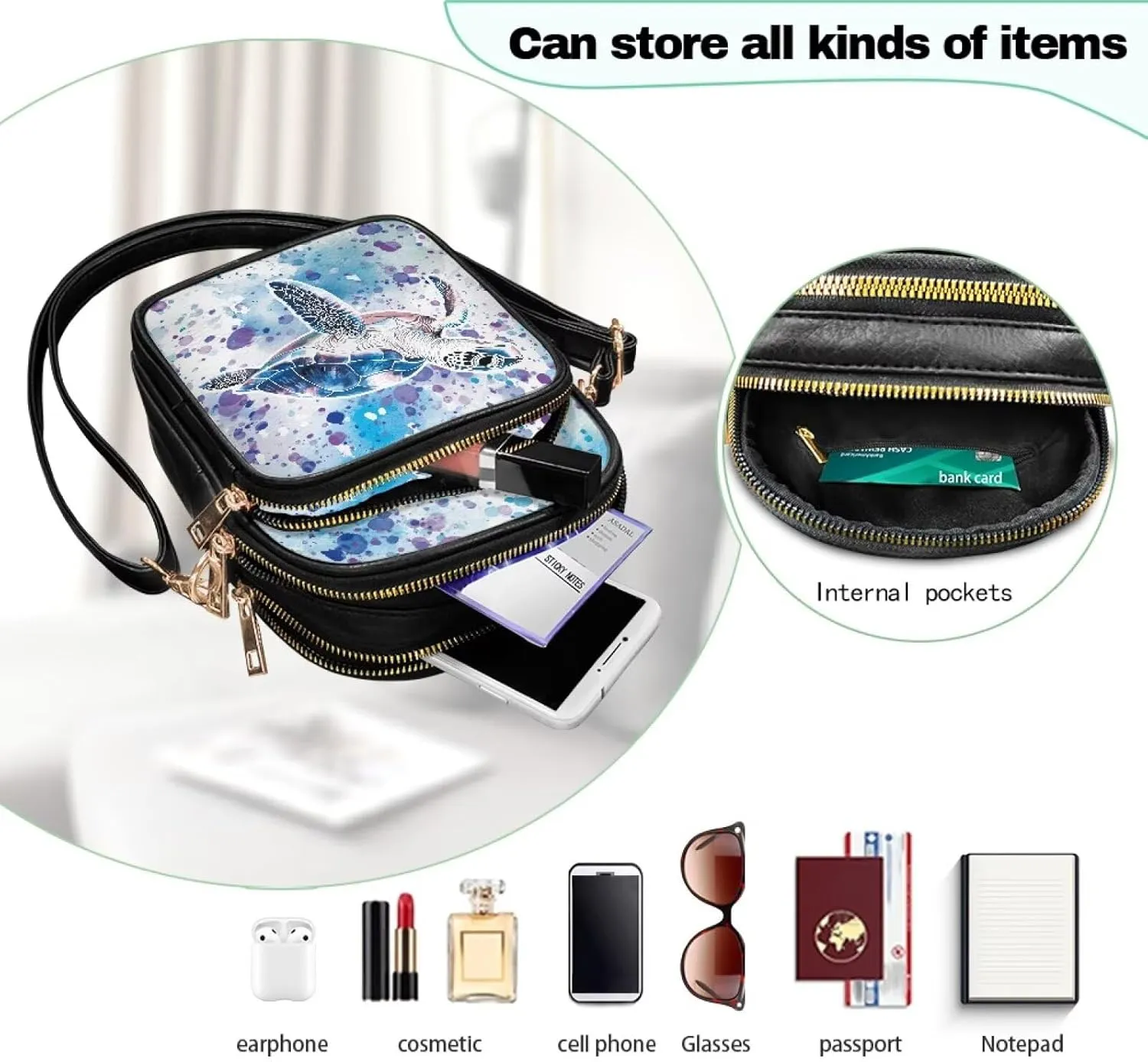 Crossbody Purses for Womens Multi Pocket Shoulder Purses Waterproof Crossbody Bag PU Leather Shoulder Satchel Bag