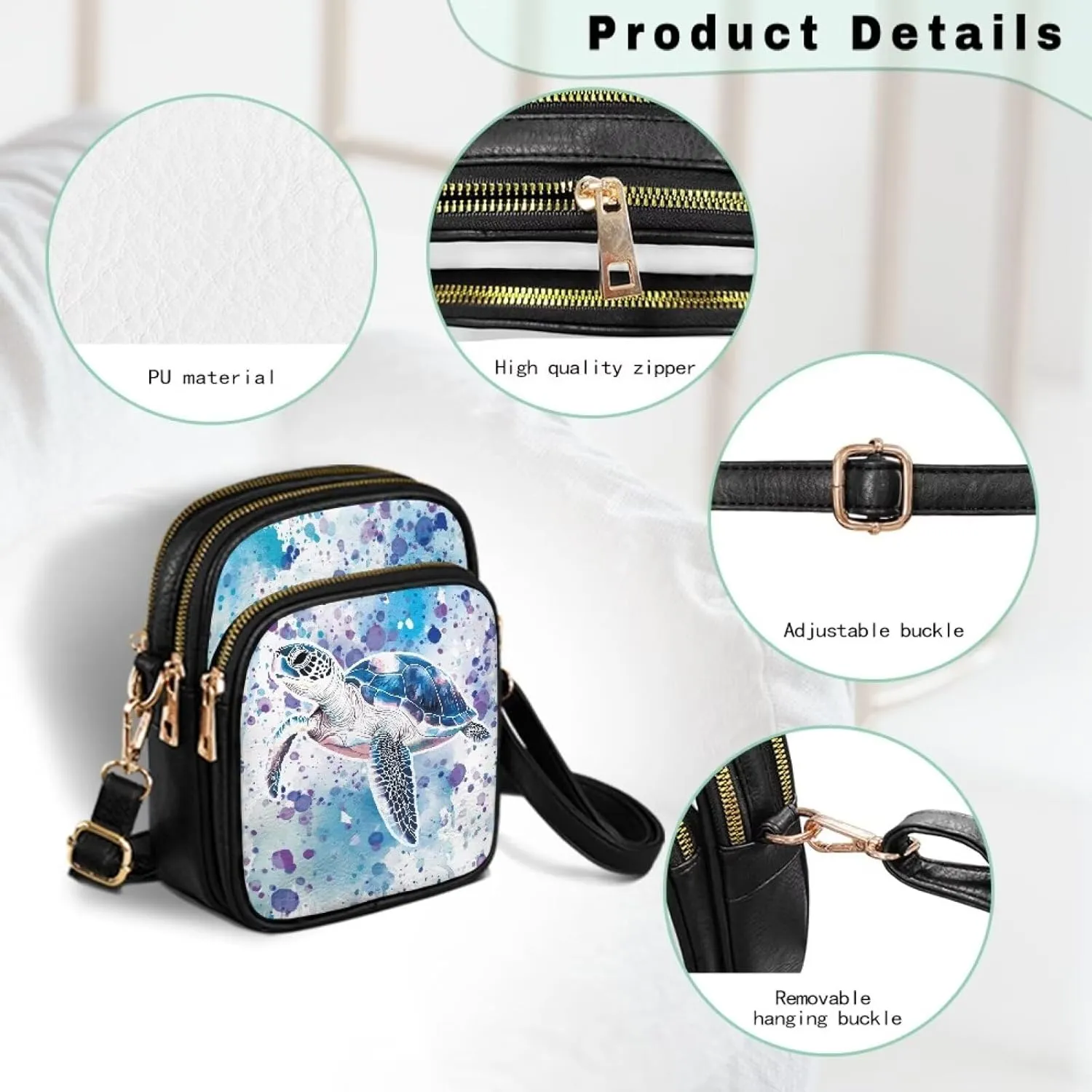 Crossbody Purses for Womens Multi Pocket Shoulder Purses Waterproof Crossbody Bag PU Leather Shoulder Satchel Bag