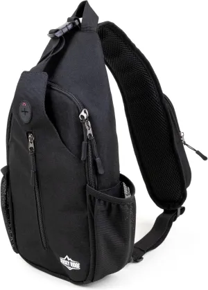 Crossbody Sling Bag – Anti-Theft Carryall Daypack Backpack with Adjustable Chest Strap for Travel or Hiking (Black)