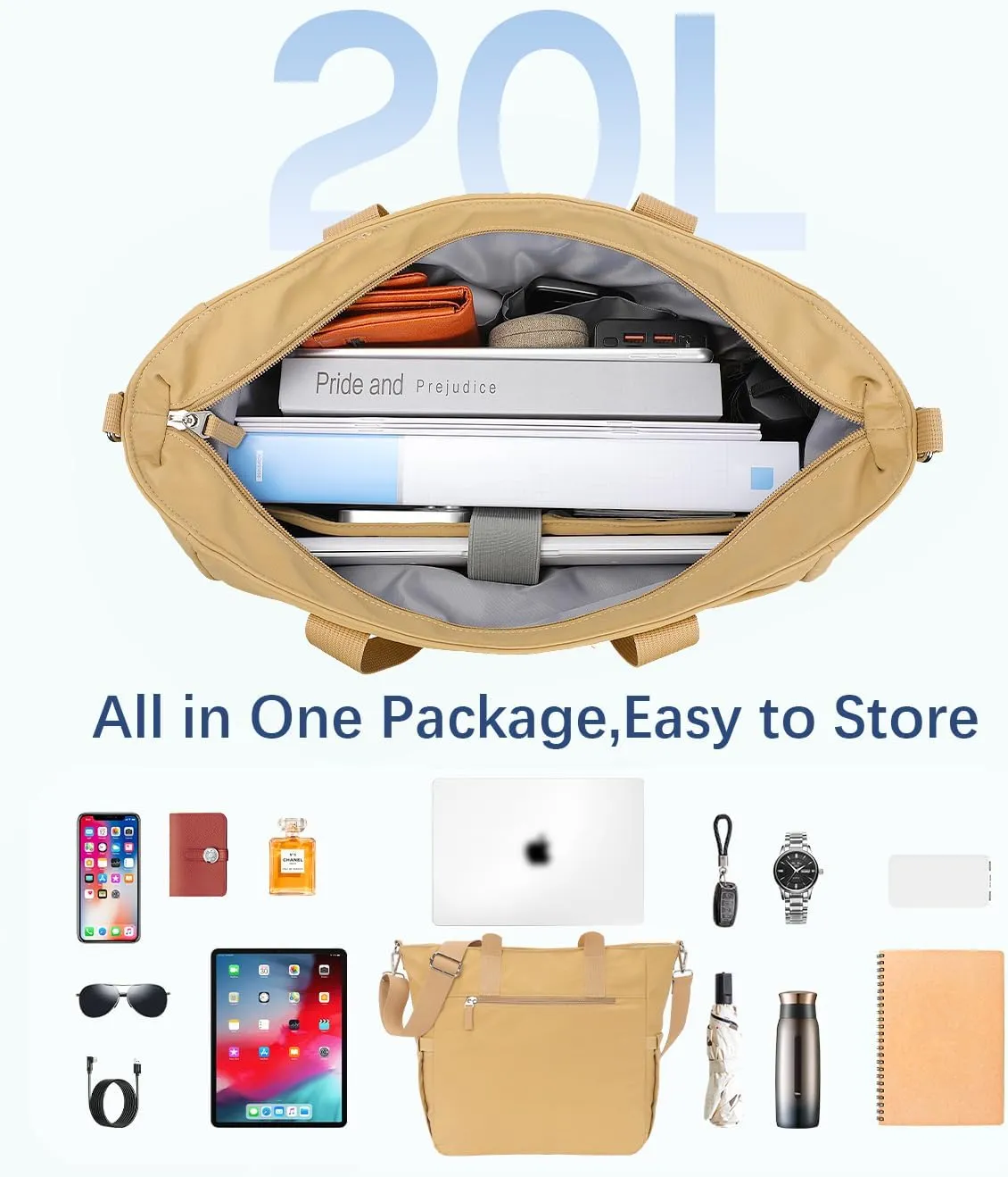 Crossbody Tote Bag for Women Medium Size Travel Tote Bags for Work with Zipper Shoulder Bag with Compartments