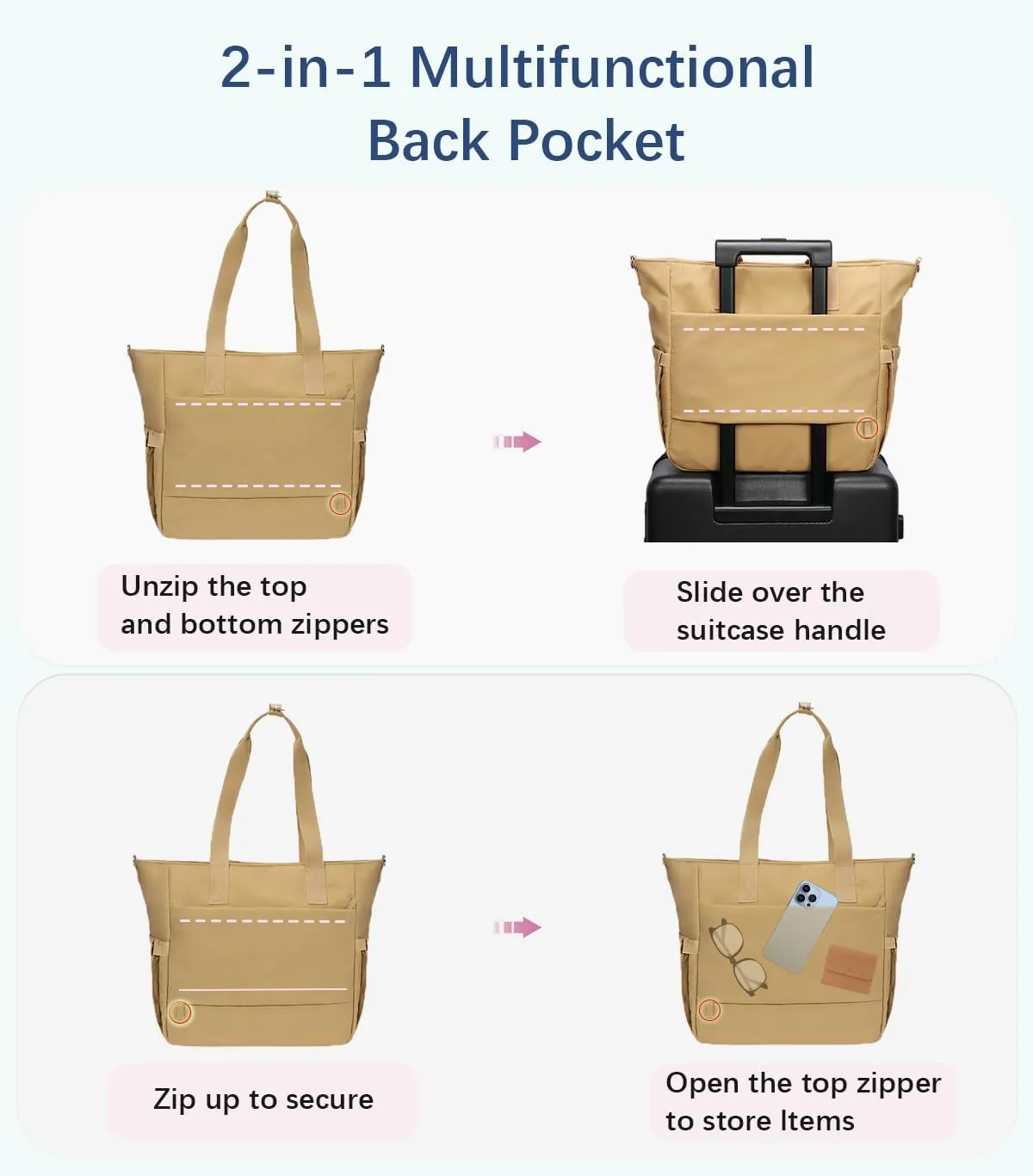 Crossbody Tote Bag for Women Medium Size Travel Tote Bags for Work with Zipper Shoulder Bag with Compartments