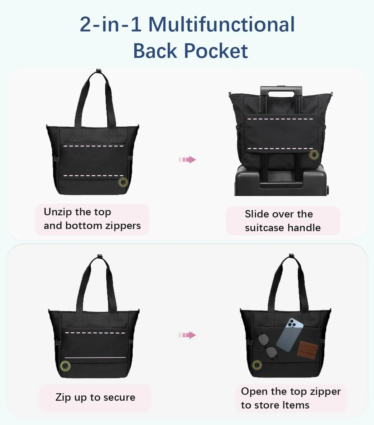 Crossbody Tote Bag for Women Medium Size Travel Tote Bags for Work with Zipper Shoulder Bag with Compartments