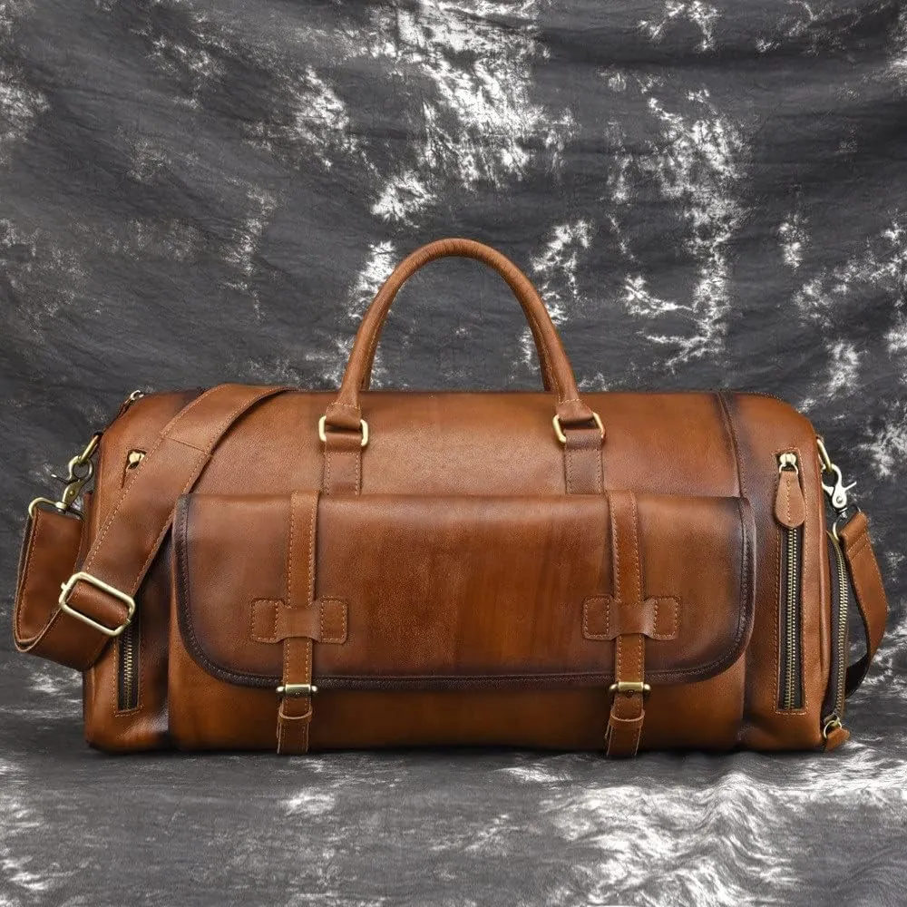 CSCDD Men's Handbag Retro Travel Bag Luggage Bag Large-capacity Wipe Color Men's Bag Diagonal
