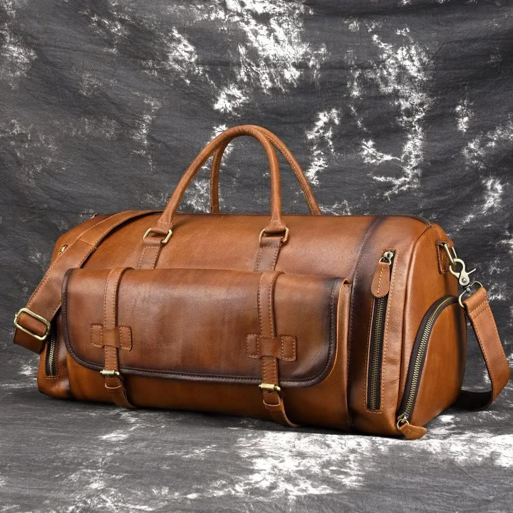 CSCDD Men's Handbag Retro Travel Bag Luggage Bag Large-capacity Wipe Color Men's Bag Diagonal