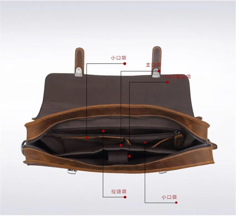 CSCDD Retro Men's Handbag Men's Bag Briefcase Casual Fashion Business Horizontal Shoulder Computer Bag