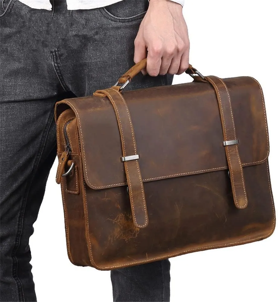 CSCDD Retro Men's Handbag Men's Bag Briefcase Casual Fashion Business Horizontal Shoulder Computer Bag