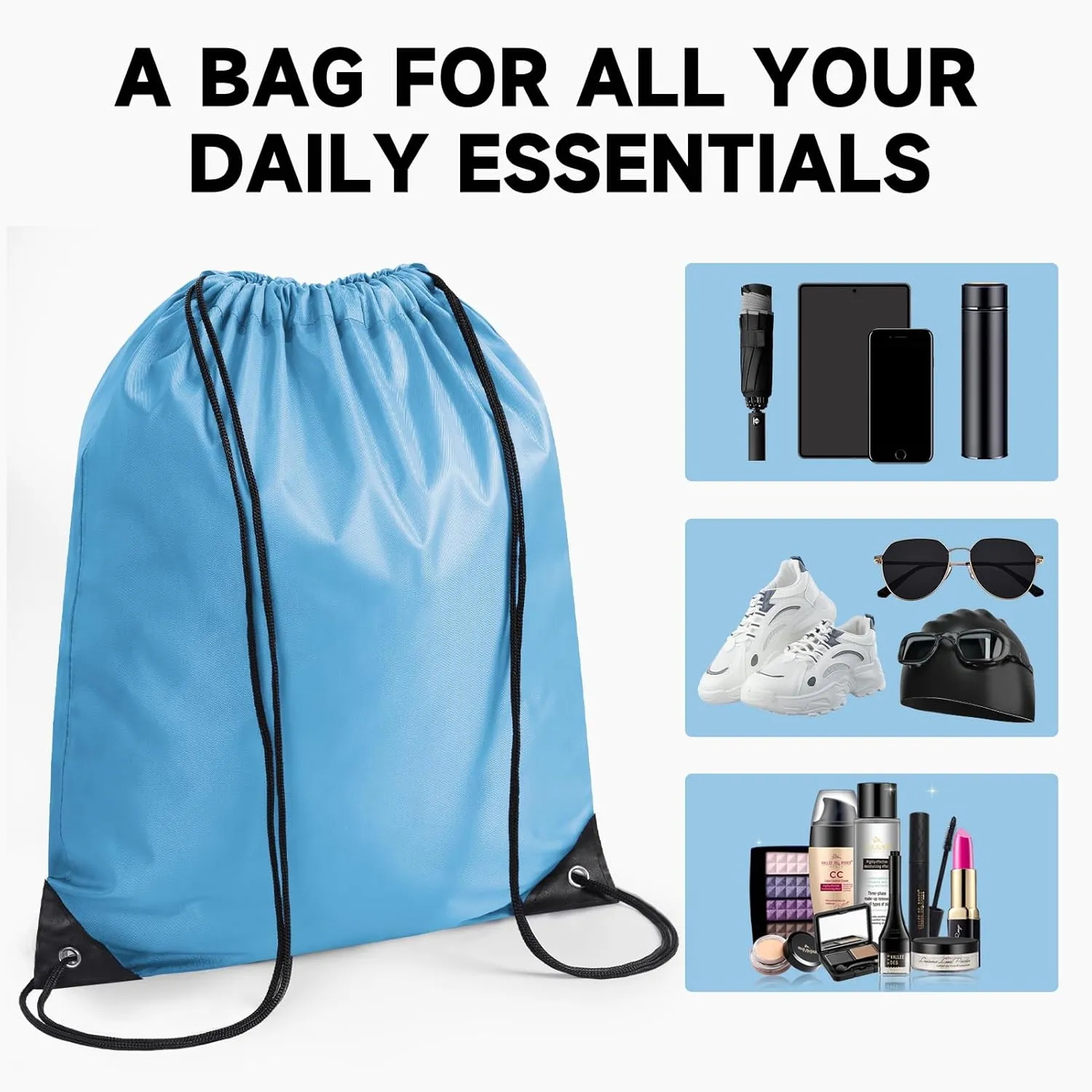 Custom Drawstring Bags With Logo, 10 Pack Personalized Text Drawstring Backpack Bulk Great for Travelling, Gym and for Everyday Use (Orange)