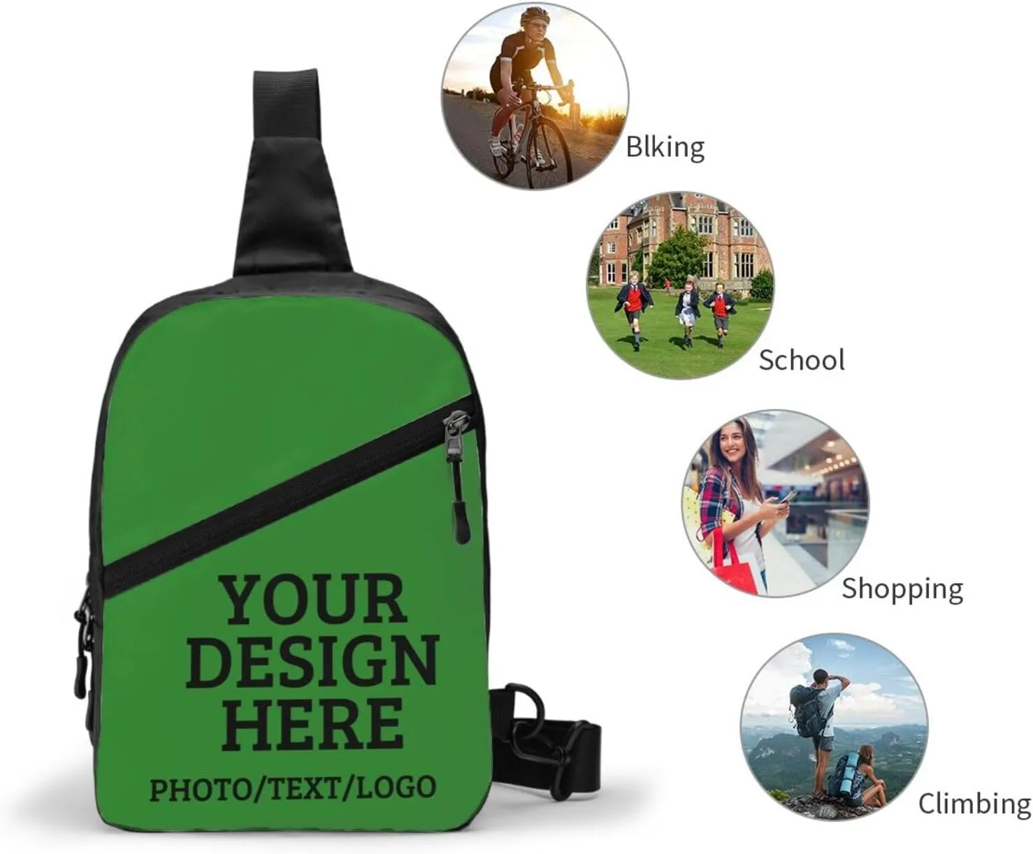 Custom Messenger Bag Design Your Own Text Logo Sling Shoulder Backpack For Men Women, Personalized Custom Messenger Bag Gift
