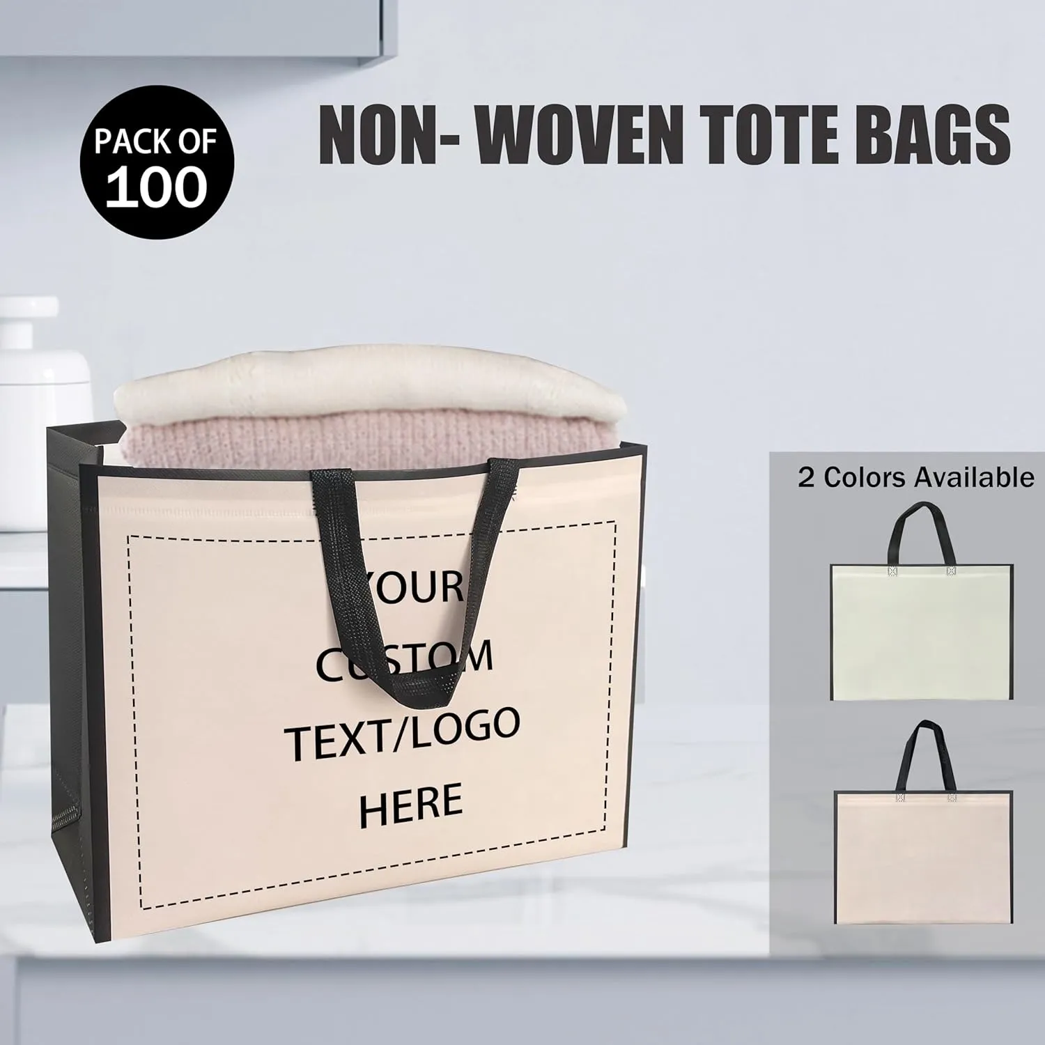Custom Tote Bags，Personalized Non-Woven bag - Reusable Grocery Bags, Shopping Bags, Promotional Item, Logo,Recyclable