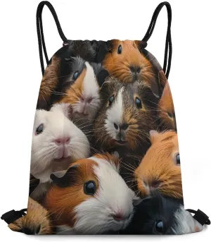 Cute Guinea Pigs Drawstring Backpack Durable String Bag Sports Sackpack Cinch Bags for Gym Travel
